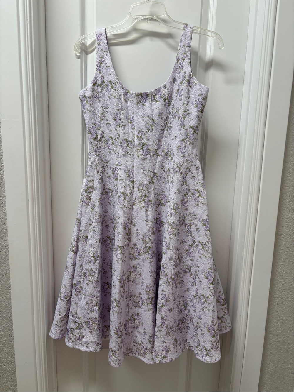 Hyacinth House Lavender Floral Fit & Flare Dress- Size XS